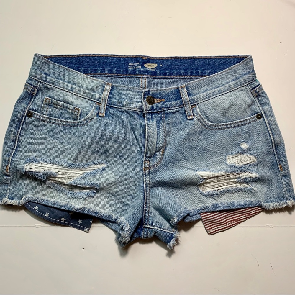 Distressed Patriotic Jean Shorts